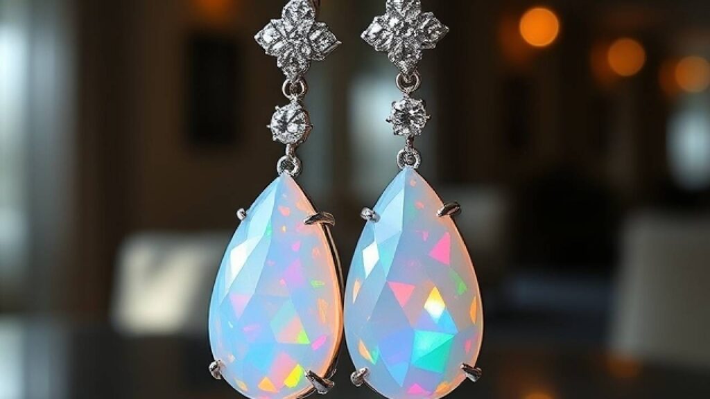 Jewelry Designers Anthony Nak Opal And Diamond Drop Earrings